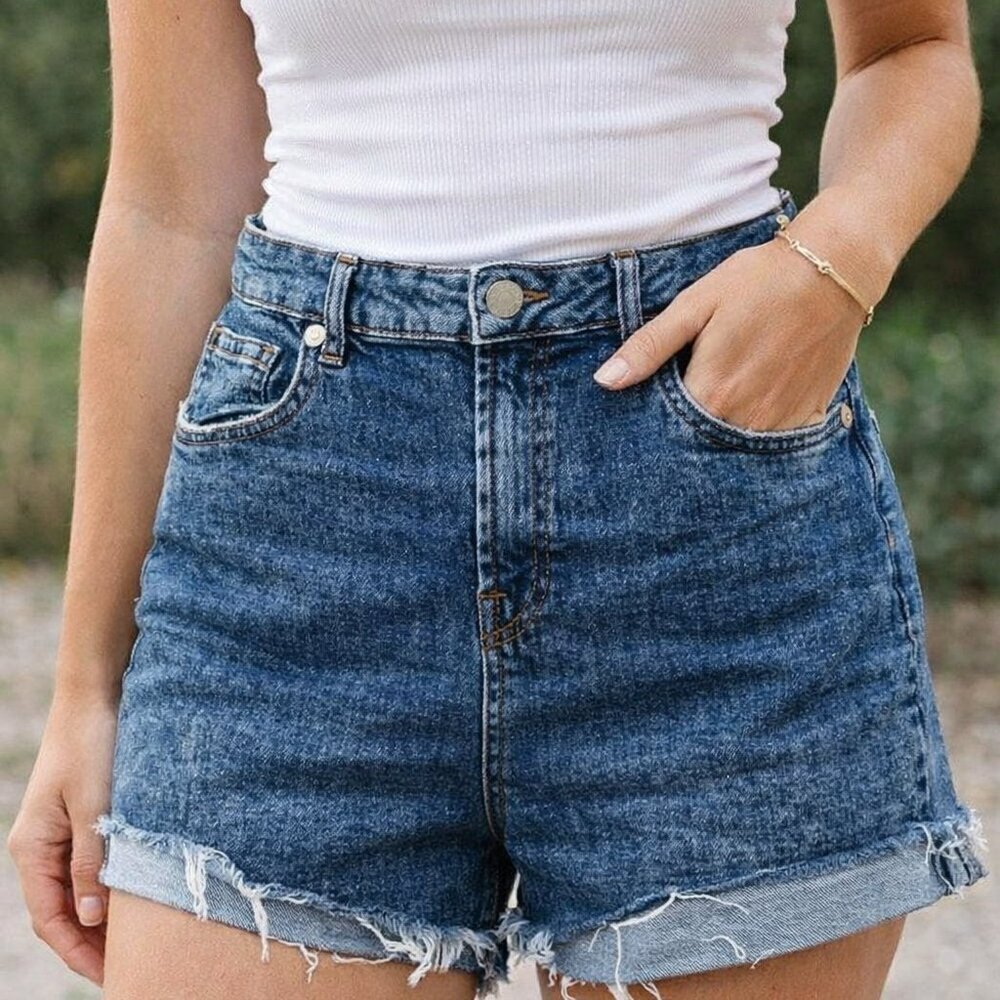 Denim high waisted Distressed summer Blue Women's Jean Short Shorts size 7